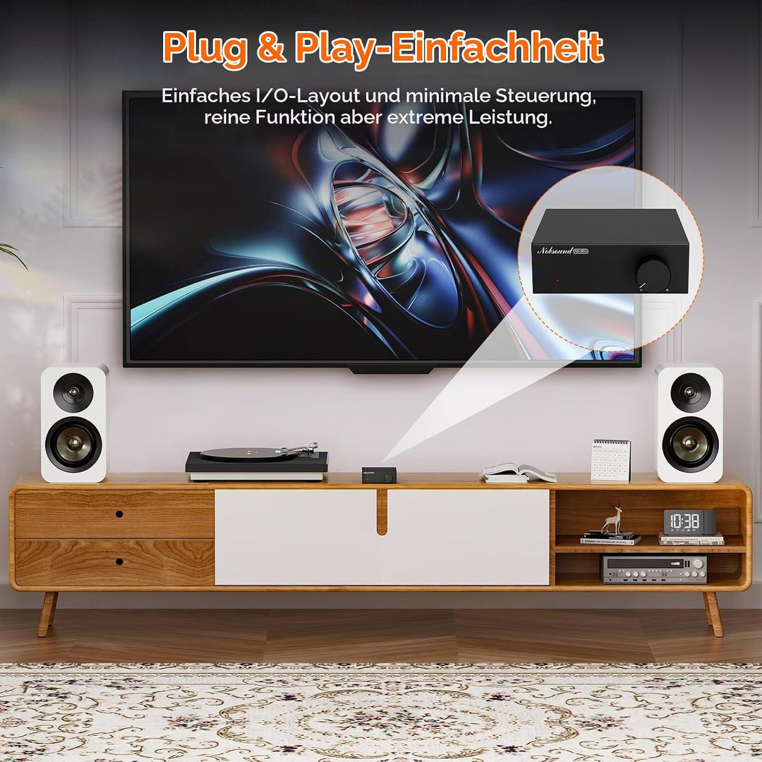 Nobsound 2-Kanal Mini Stereo Verstärker: 60Wx2 HiFi Klasse D Amplifier mit TPA3116 und 19V Netzteil