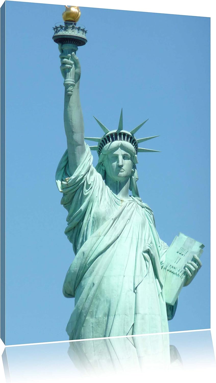 Pixxprint Freiheitsstatue Leinwand, XXL riesige Bilder fertig gerahmt mit Keilrahmen, Kunstdruck auf