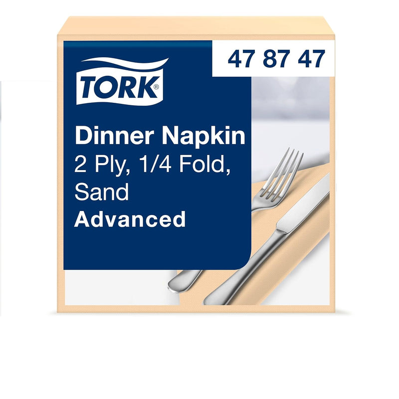 Tork Serviette Dinner sable, pliage 1/4 2 plis, 40 cm x 39 cm, 12 x 150 serviettes, 478747 Sand, San