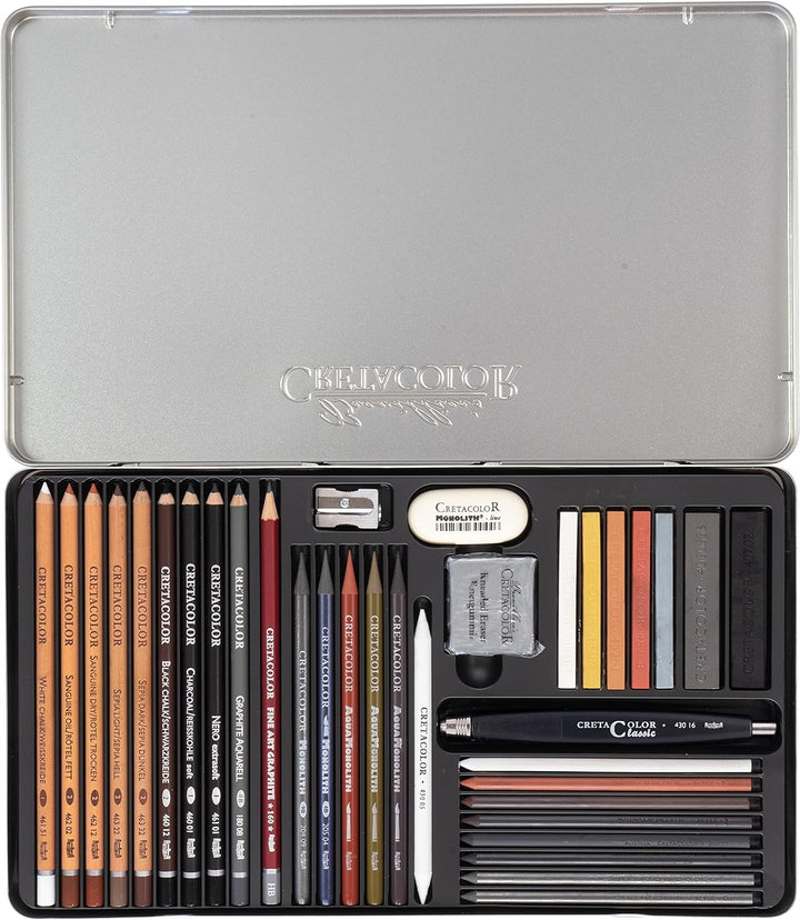 CRETACOLOR Ultimo Skizzierset mit 35 teilig, Weiss