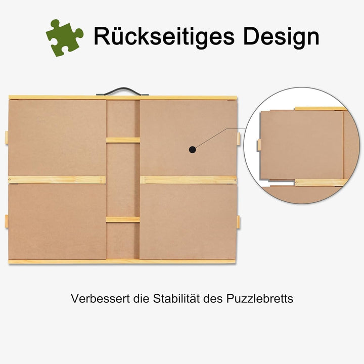 1500 Teile Puzzlebrett mit 4 Schubladen & Abdeckung, 3 Neigungswinkel, 64 x 87 cm Holz-Puzzletisch f