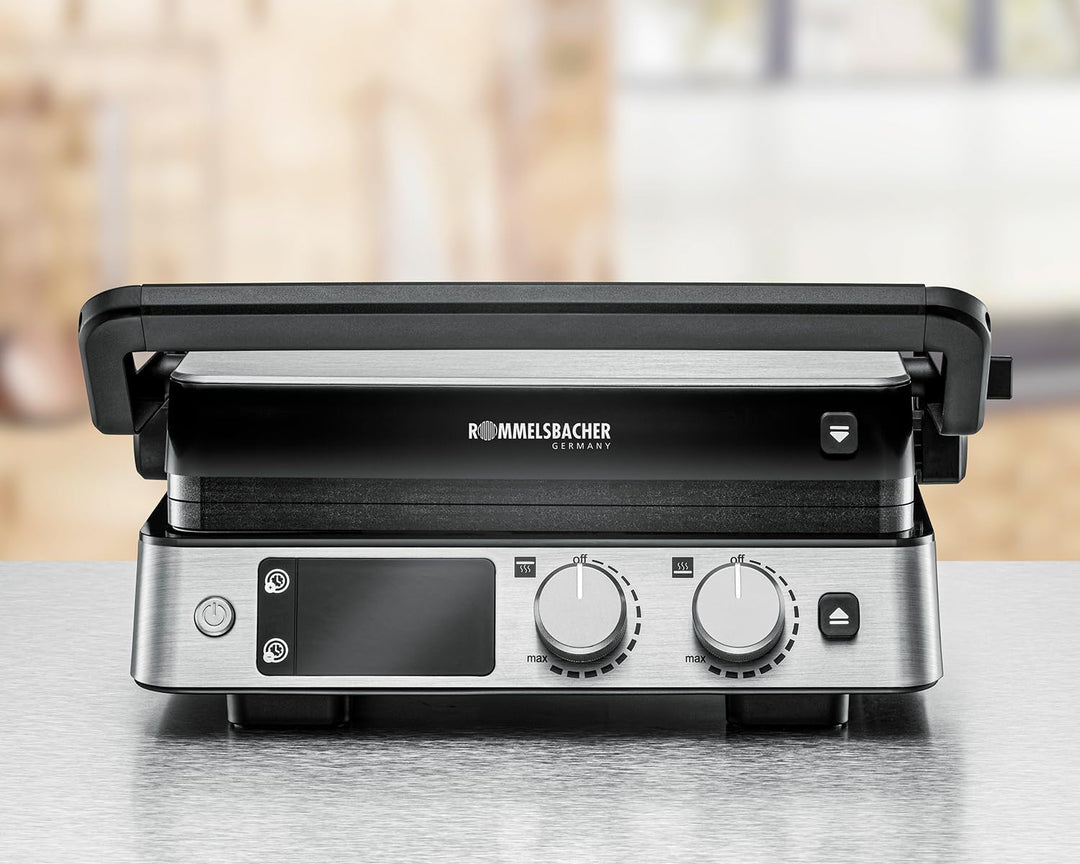 ROMMELSBACHER Kontaktgrill KG 2025, Kontakt- und Flächengrill, getrennt regelbare Grillflächen, kera