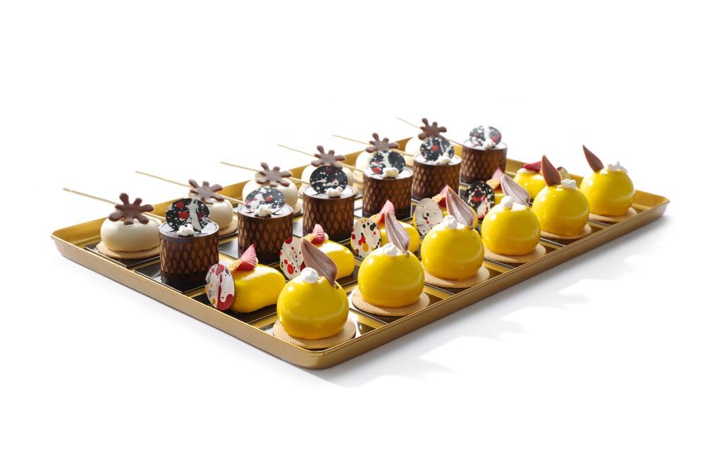 HENDI 808566 Auslageplatte, Vitrinenblech, Sandwichplatte, 400x300x(H)20mm, Aluminium, Gold