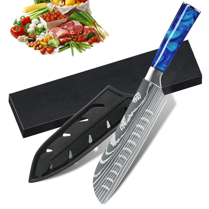 MDHAND Küchenmesser, Kochmesser Universalmesser 18cm Santoku Messer Küchenmesser Scharfe aus Deutsch