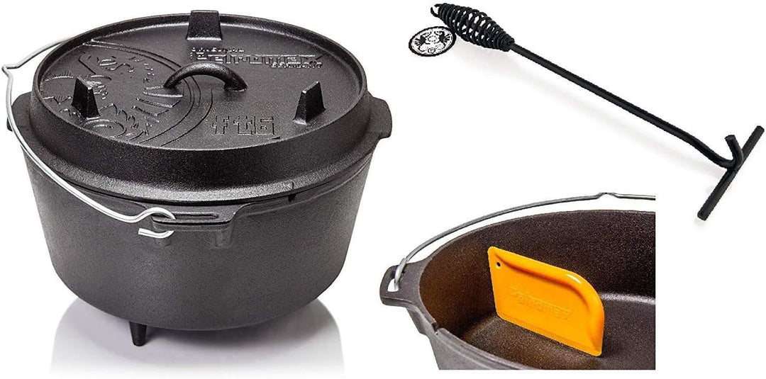 Petromax Feuertopf Starterset ft6 (Dutch Oven mit Standfüssen) inkl. Deckelheber + Schaber