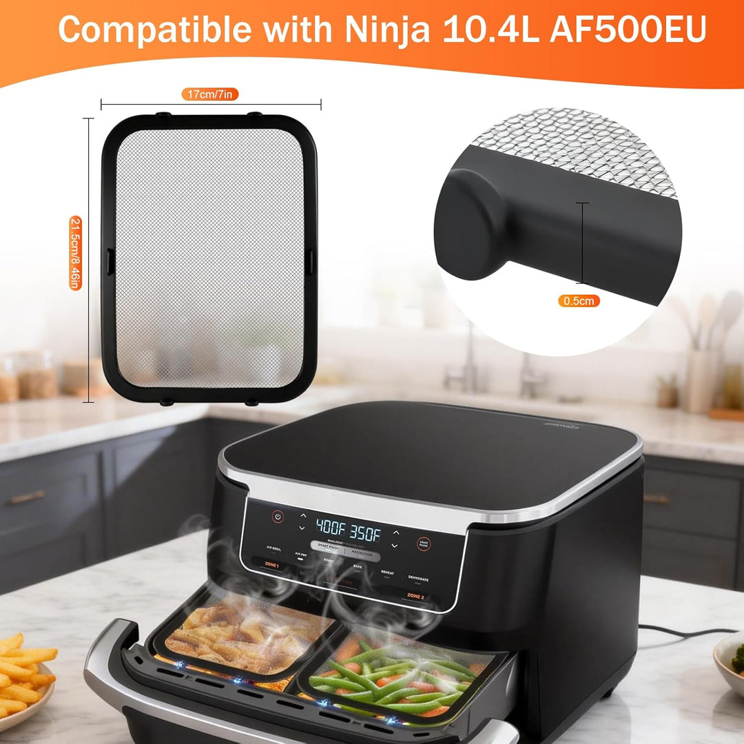 2 Stück Edelstahl Spritzschutz Heissluftfritteuse Zubehör für Ninja Foodi FlexDrawer Dual Zone AF500