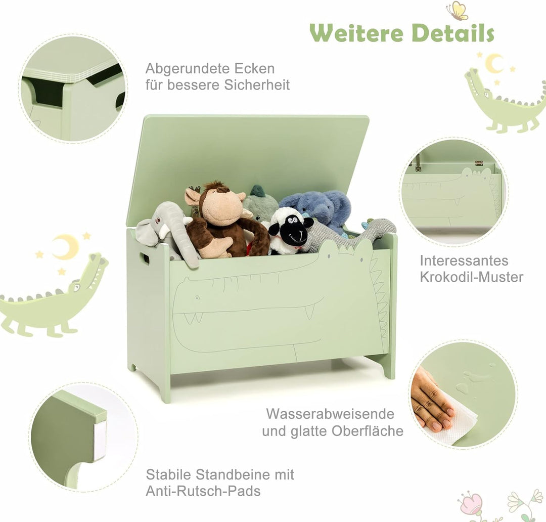 DREAMADE Spielzeugkiste aus Holz, 60x33x37,5cm, Sitzbank für Kinder, Spielzeugtruhe mit Stauraum und