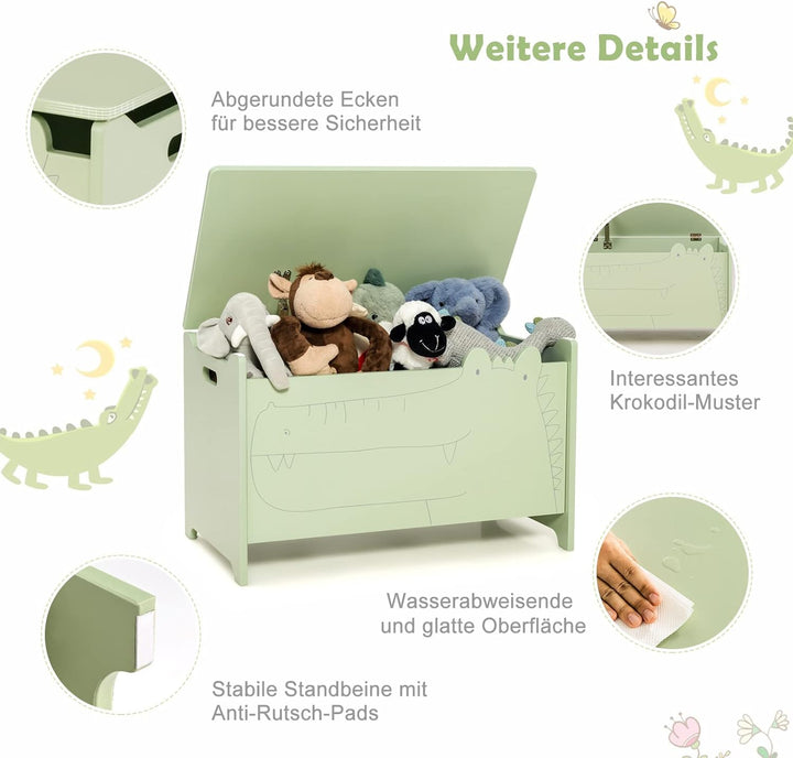 DREAMADE Spielzeugkiste aus Holz, 60x33x37,5cm, Sitzbank für Kinder, Spielzeugtruhe mit Stauraum und