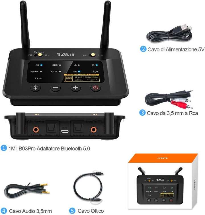 1Mii Bluetooth 5.0 Transmitter Sender Empfänger für TV, Large-2