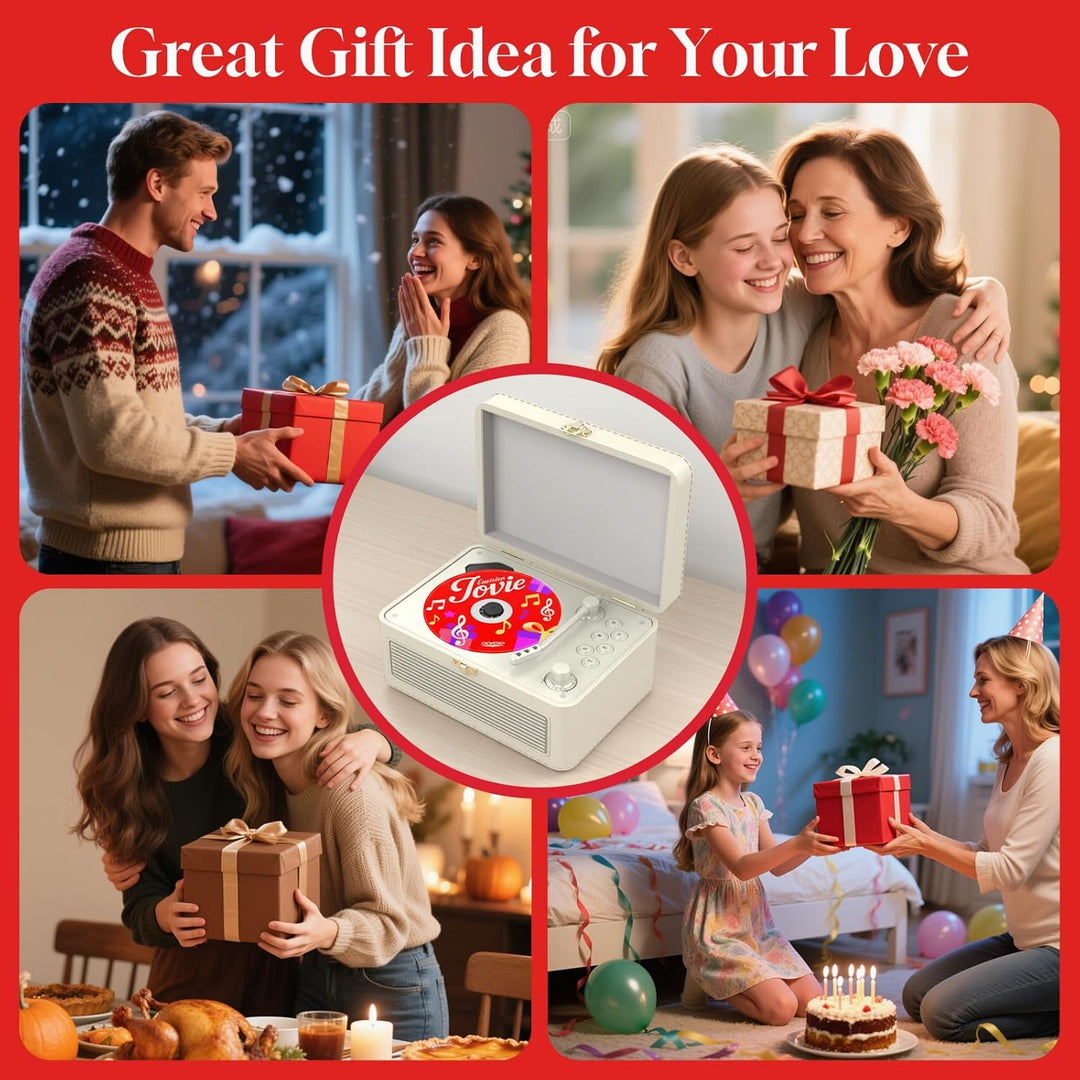 Gueray Tragbarer Bluetooth CD-Player mit Lautsprechern 3600mAh Wiederaufladbarer Vintage CD Spieler