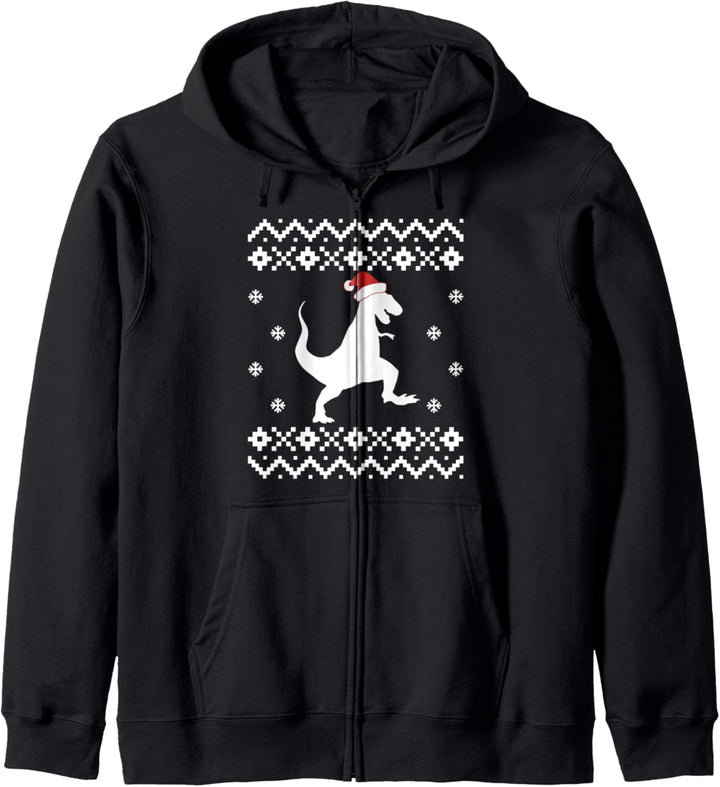 Dinosaur Ugly Christmas Sweater, Funny Trex Santa Kapuzenjacke