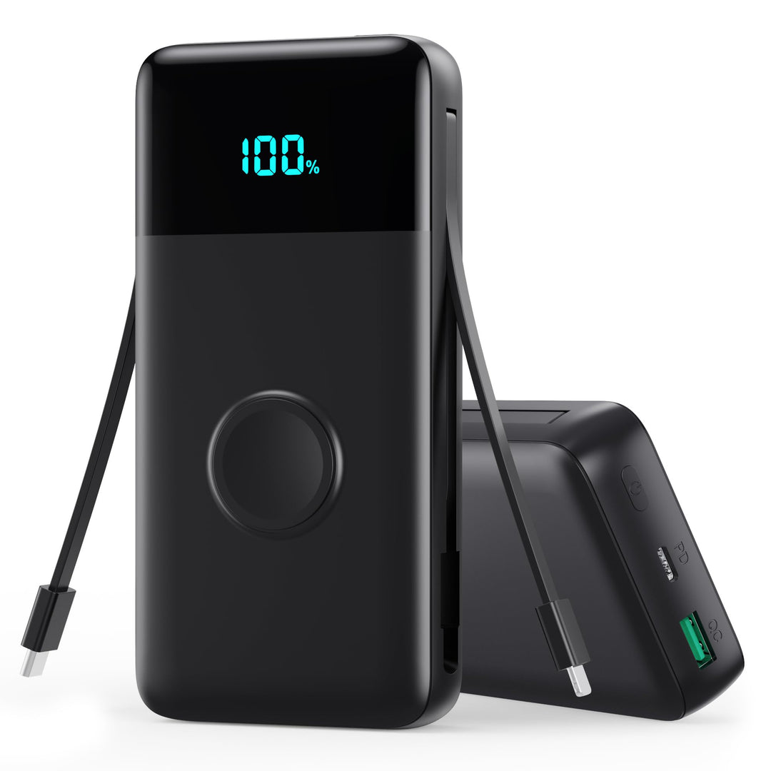 Power Bank 26800mAh mit i-Watch Ladegerät, 25W PD+QC4.0 Powerbank mit 2 Kabel Schnelles Aufladen USB