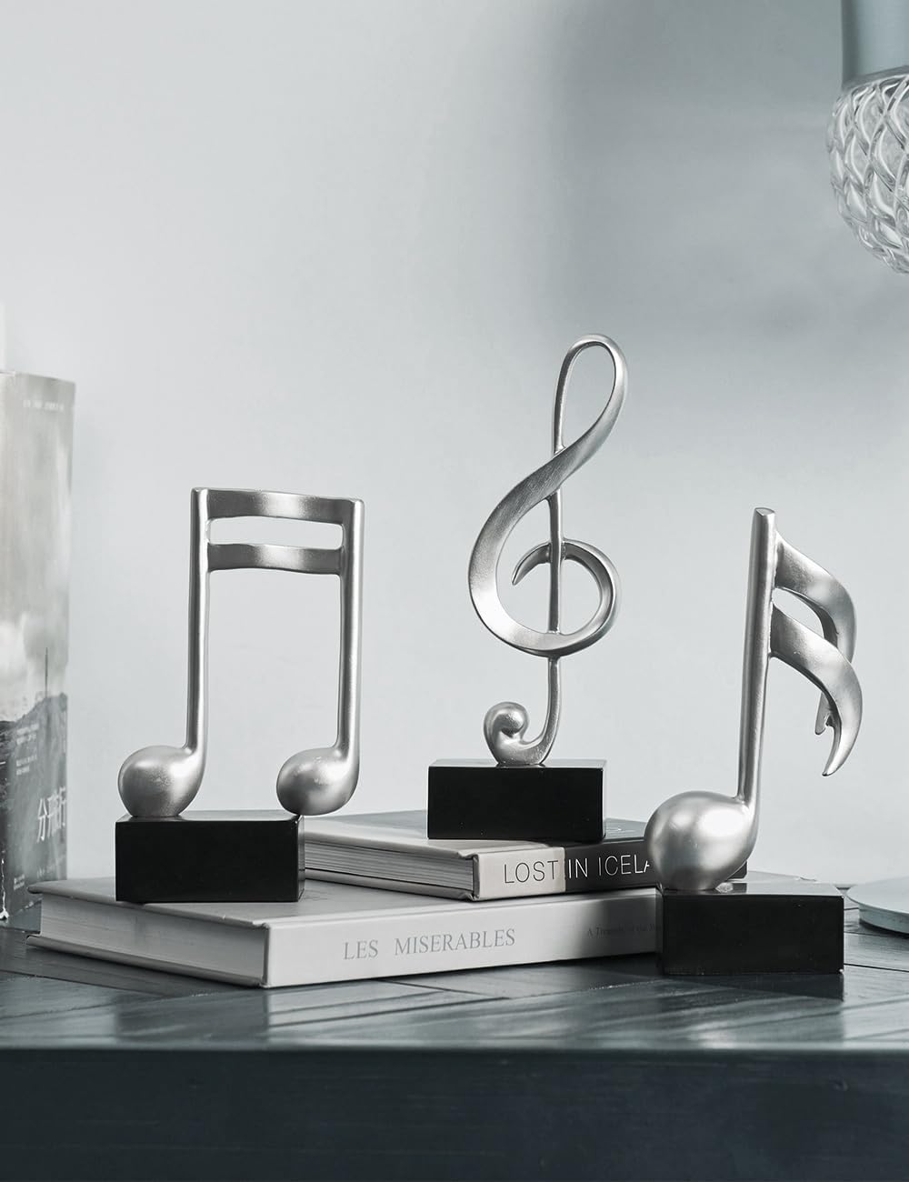 Amoy-Art 3pcs Deko Skulpturen Musik Note Figuren Klavier Statue Modern Arts Wohnzimmer Kunst Polyres