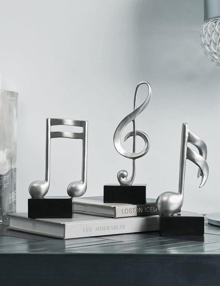 Amoy-Art 3pcs Deko Skulpturen Musik Note Figuren Klavier Statue Modern Arts Wohnzimmer Kunst Polyres