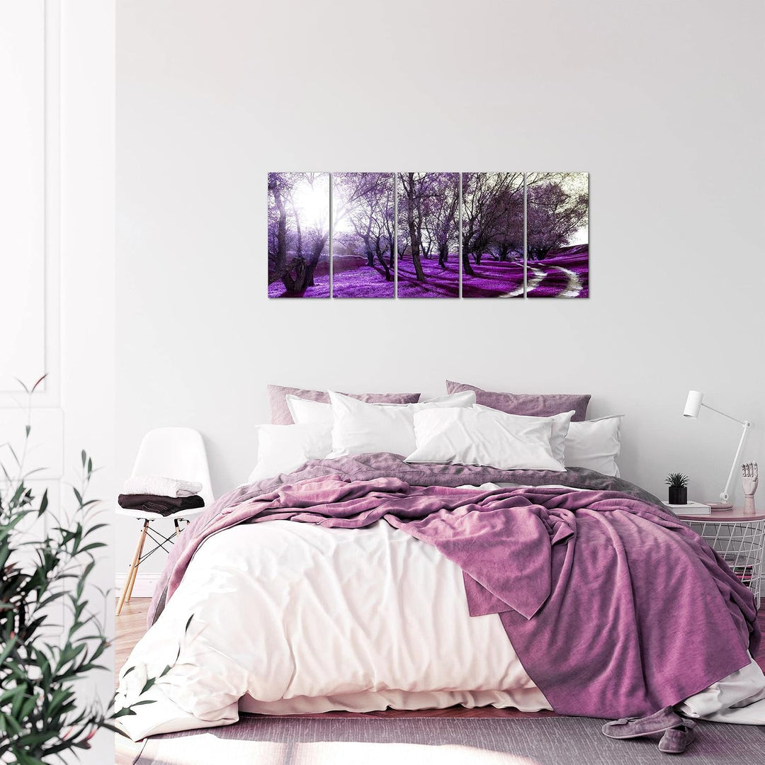 Runa Art Bild Wald Landschaft Wandbilder auf Vlies Leinwand 5 Teilig Wanddekoration Schlafzimmer Woh