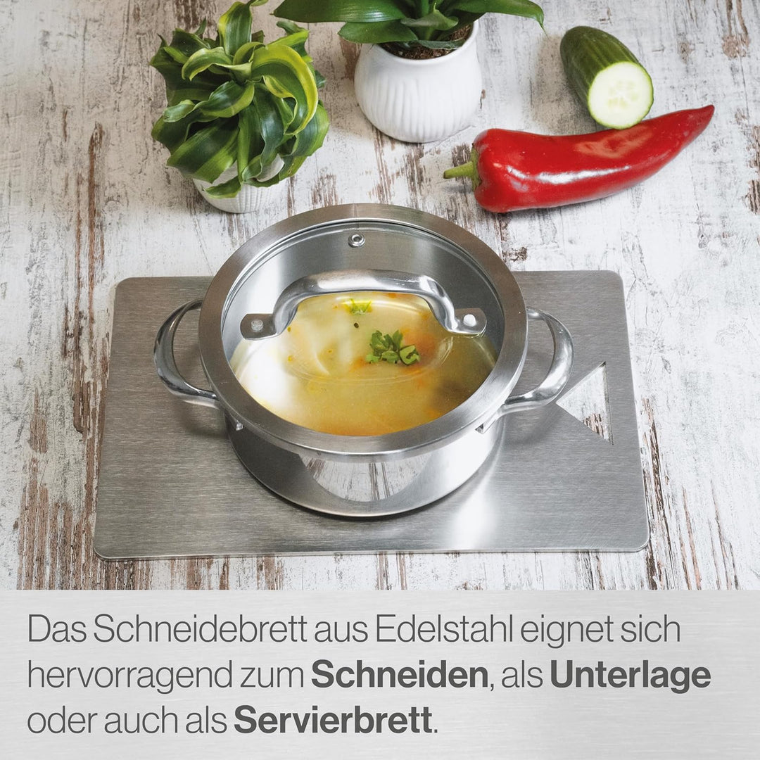 Edelstahl Schneidebrett - Für Fleisch, Fisch & Gemüse - Hygienisches Schneidbrett Metall - Stahl Bre