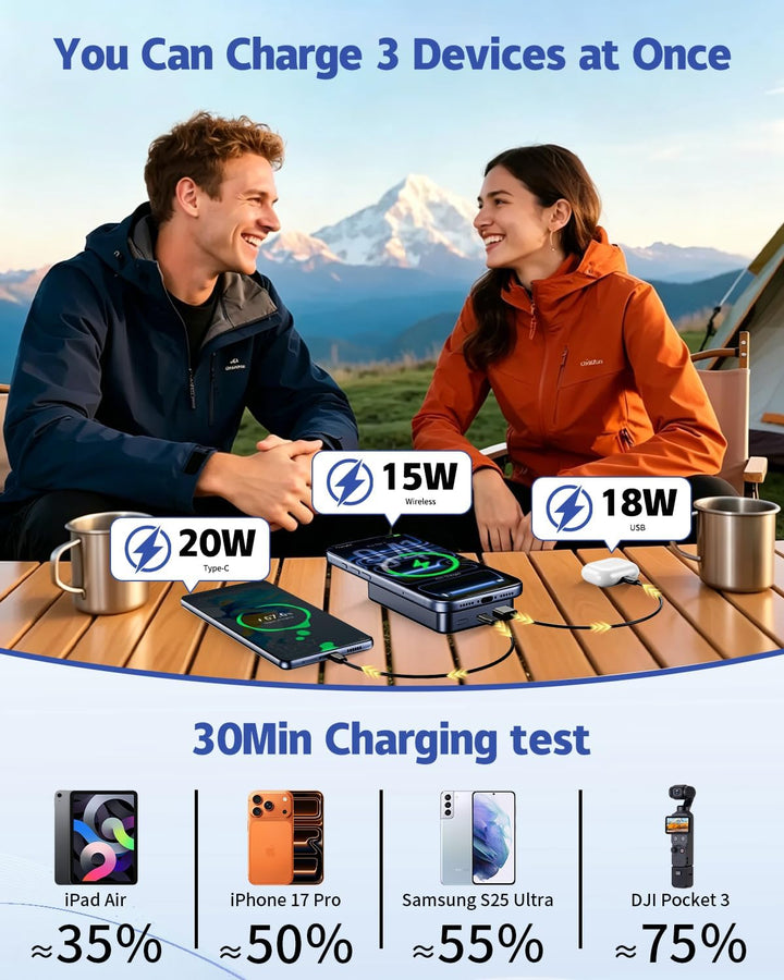 26800mAh Magnetische Powerbank, Mag-Safe-kompatibel, Tiefes Violett | Aluminiumlegierung, 20W Schnel
