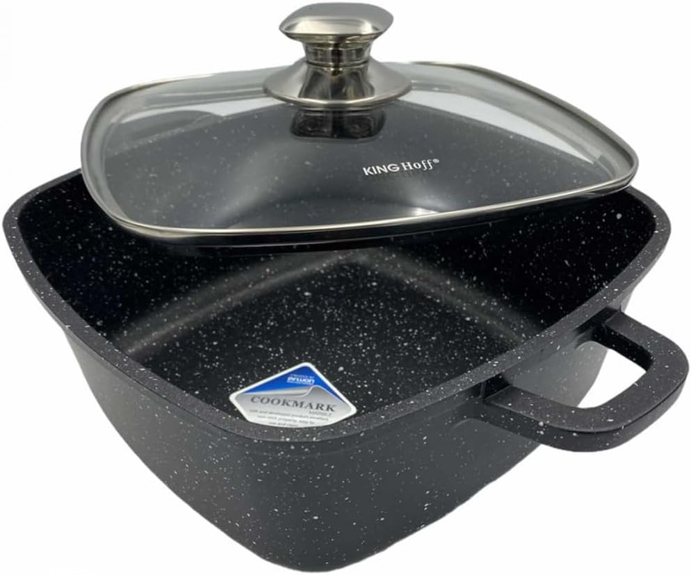 6 tlg. Granit Topfset 3 Töpfe Antihaftbeschichtun Quadratisch, Quadratisch