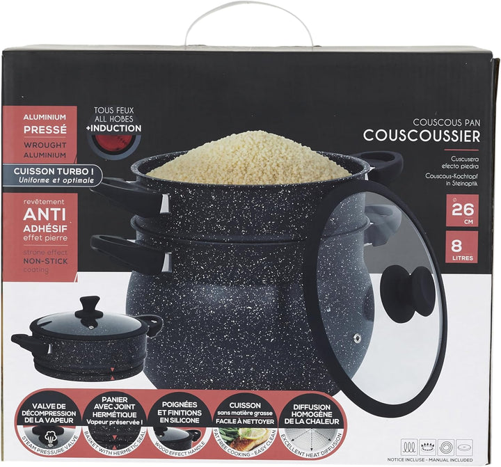 Cook Concept-KC2548 Cook Concept-KC2548 Couscous-Topf mit Stein-Effekt, Durchmesser 26 cm, für Küche