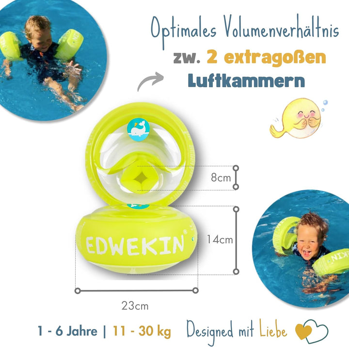 EDWEKIN® Premium Schwimmflügel für Kinder (1–6 Jahre) | TÜV geprüft, extragrosse Luftkammern | Perfe