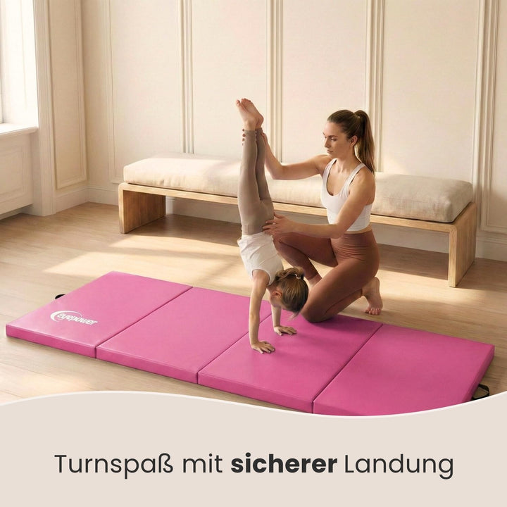 eyepower klappbare Turnmatte für Zuhause 180x60x5 cm - dicke Gymnastikmatte - Weichbodenmatte faltba