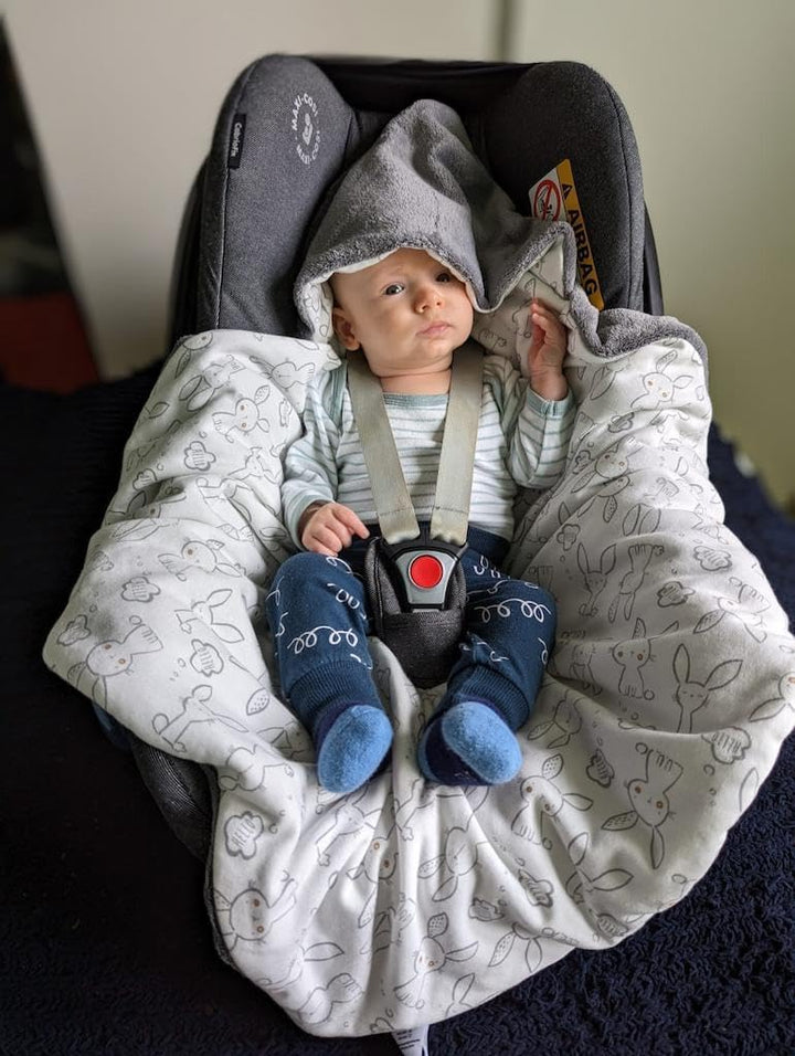 Einschlagdecke für die Babyschale Babyschalenfusssack Sommer Fusssack (Grau, Auto) Grau Auto, Grau A