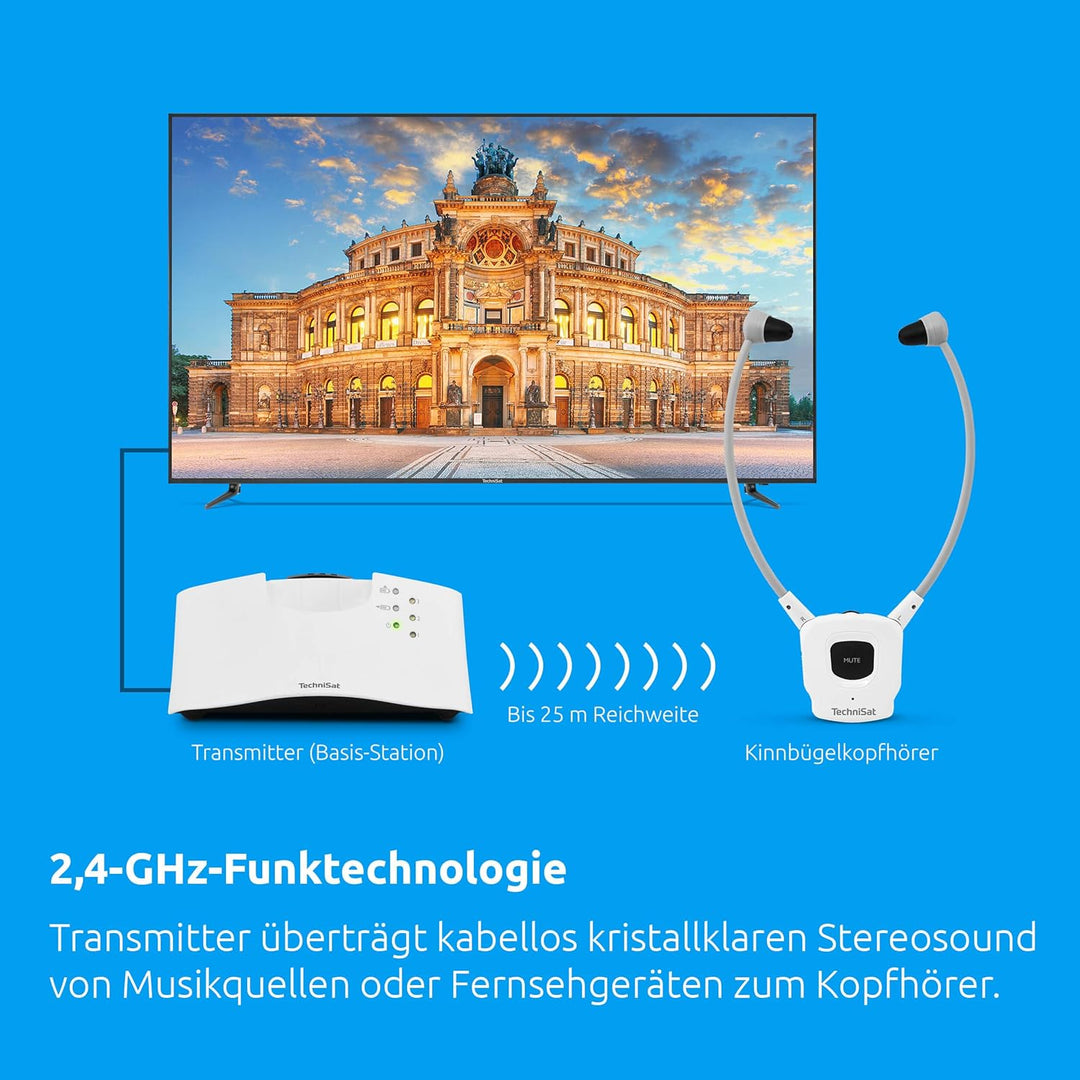 TechniSat STEREOMAN ISI 3 - kabelloser Stereo-Funkkopfhörer für Fernseher und Musikanlagen mit Docki
