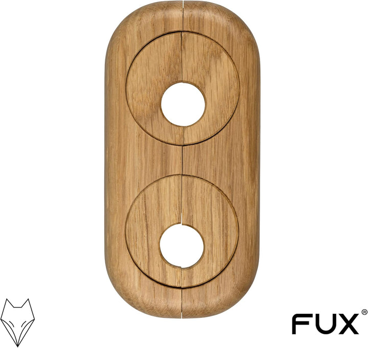 3 Stück Doppel Heizungsrohr Rosette, Rohrabstand variabel, verschiedene Echthölzer und Grössen, Rohr