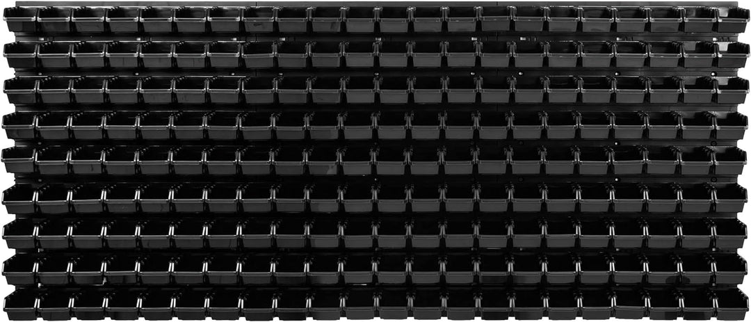 Lagersystem Werkstattregal | 172 x 78 cm | 198 stck. Box | Wandregal mit Stapelboxen - Wandplatten E