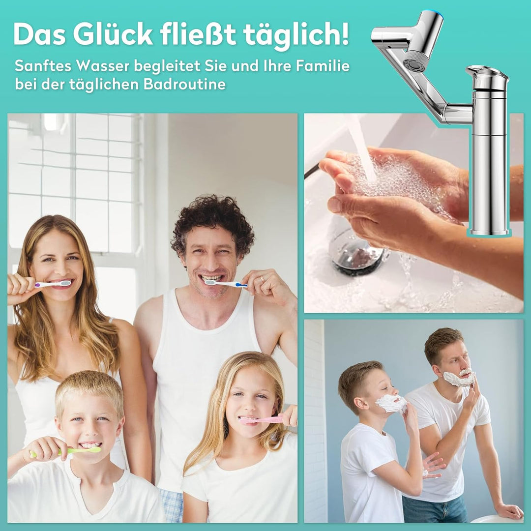 KAIYING 1080° Drehbare Waschtischarmatur, Höhenverstellbare Waschtischarmaturen, Wasserhahn Badezimm