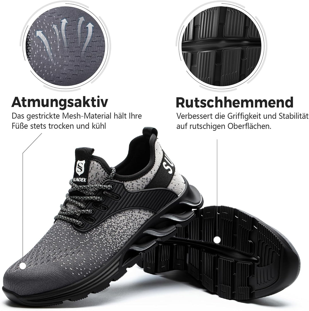 SUADEX Sicherheitsschuhe Arbeitsschuhe Herren Damen Leicht Stahlkappenschuhe Atmungsaktiv mit Stahlk