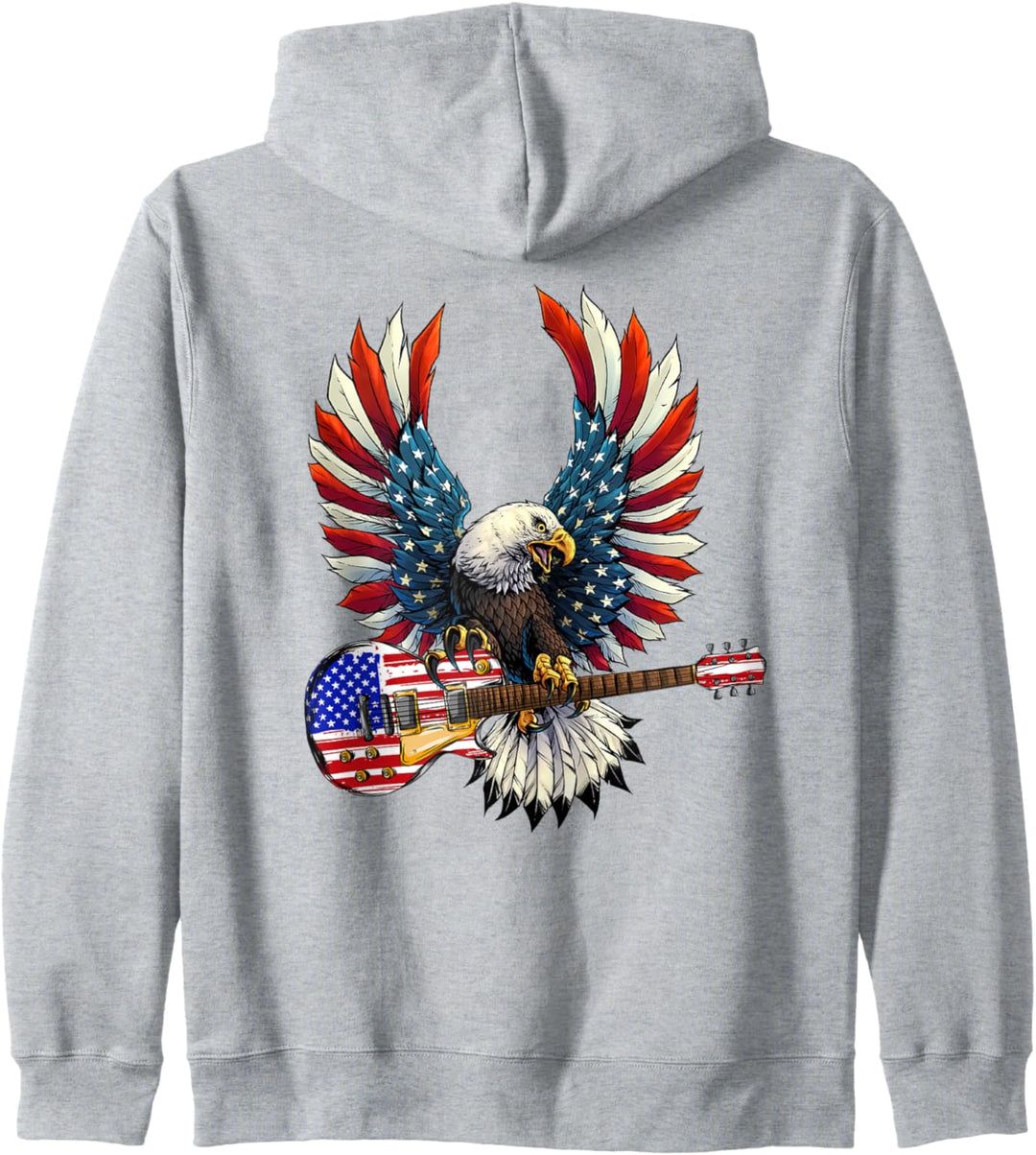 Gitarre Eagle Patriotisch Amerikanisch Rot Weiss Und Blau Gitarrist Kapuzenjacke