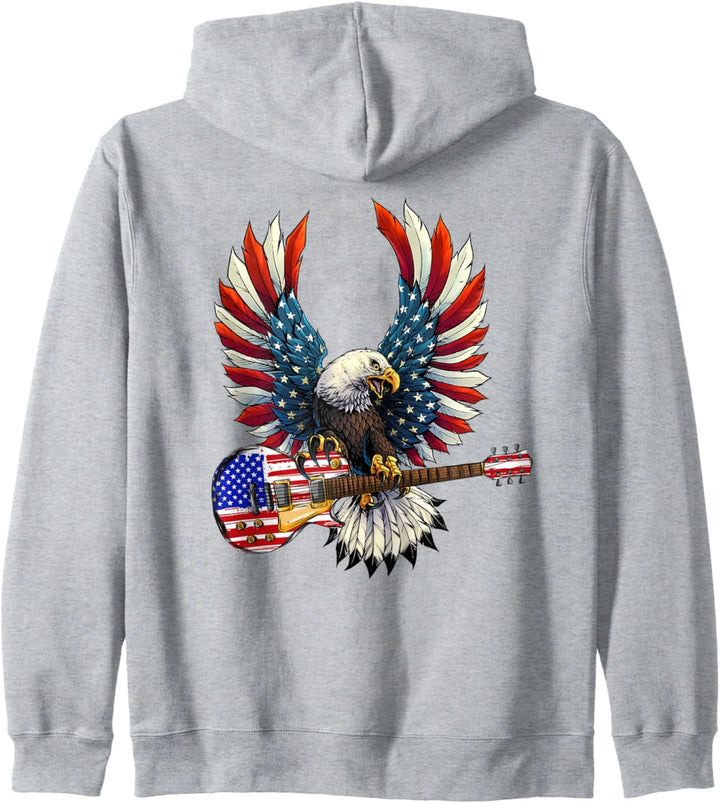 Gitarre Eagle Patriotisch Amerikanisch Rot Weiss Und Blau Gitarrist Kapuzenjacke