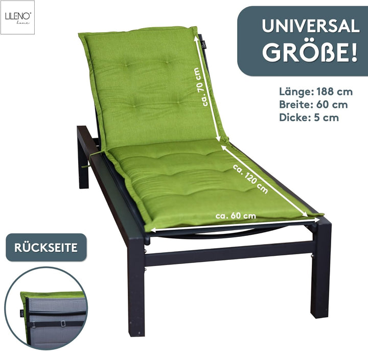 LILENO HOME Sonnenliege Auflage als [1er Set - Rollliege] in Apfelgrün Uni - Gartenliegen Auflage pe