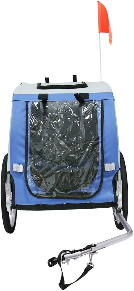 Faltbarer Fahrradanhänger für Hunde, Fahrradanhänger mit Sicherheitsgurt und Flagge, max. 40 kg (Bla