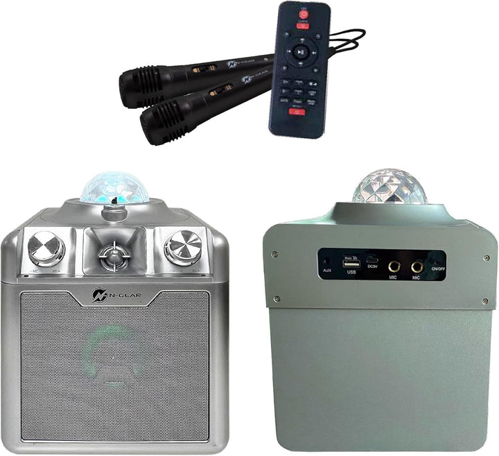 N-Gear Disco Star 710 Silver Partylautsprecher, 15 W RMS, tragbar, Mikrofon inklusive, Akku, integri