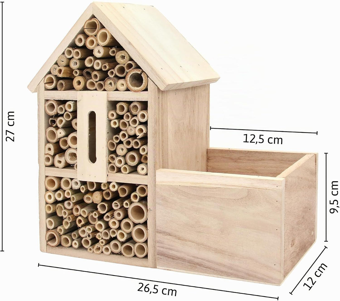 FLORTUS Insektenhotel Lavendel für Bienen &amp; Schmetterlinge | Naturbelasses Insektenhotel gross für G