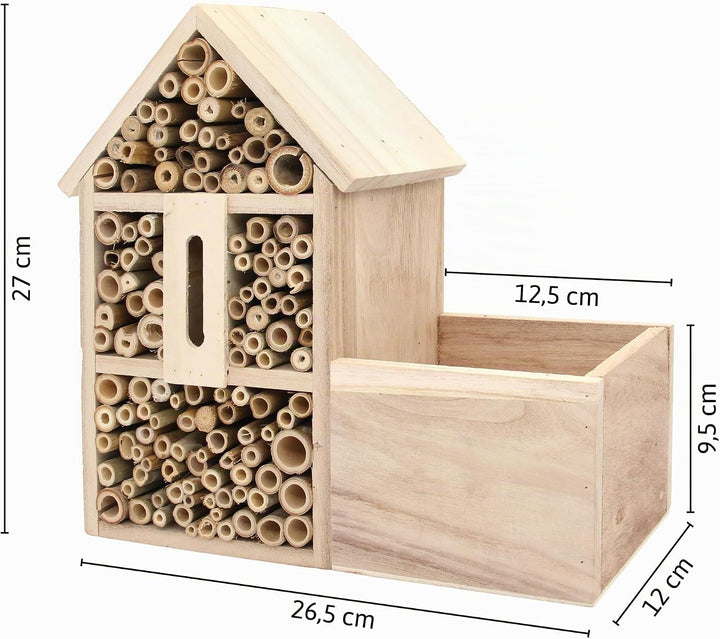 FLORTUS Insektenhotel Lavendel für Bienen &amp; Schmetterlinge | Naturbelasses Insektenhotel gross für G