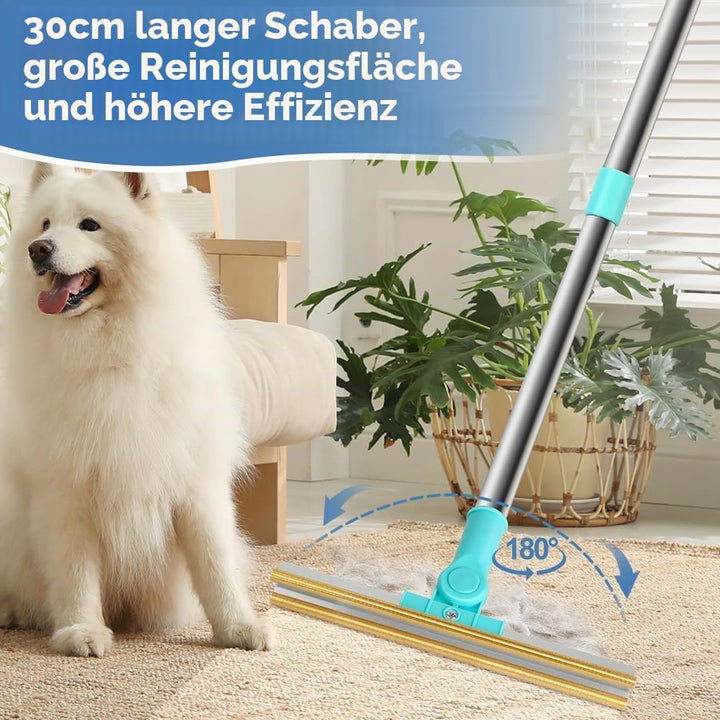 flintronic Tierhaarentferner, Teppichbürste mit 50.5-134cm Verstellbarem Griff, Fusselentferner für