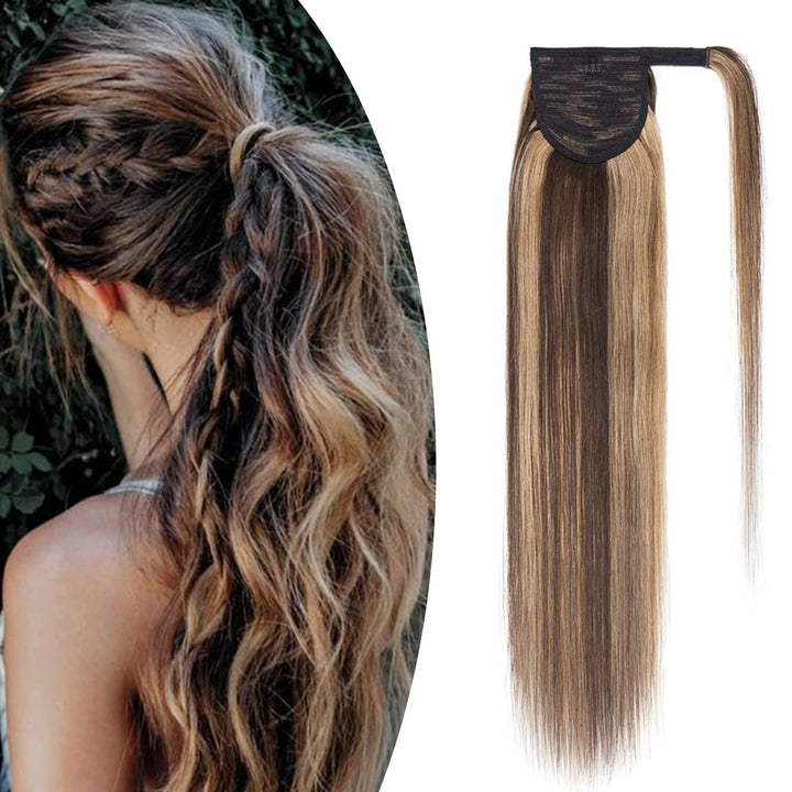 SEGO Ponytail Extension Echthaar Pferdeschwanz Zopf Haarteil Haarverlängerung Hair Piece Haar Hitzeb