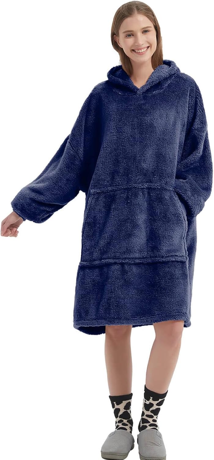 FELOVE Hoodie Decke Ärmeln Kuschelpullover Mit einer grossen Tasche,Tragbare Decke Ultra Soft Bequem