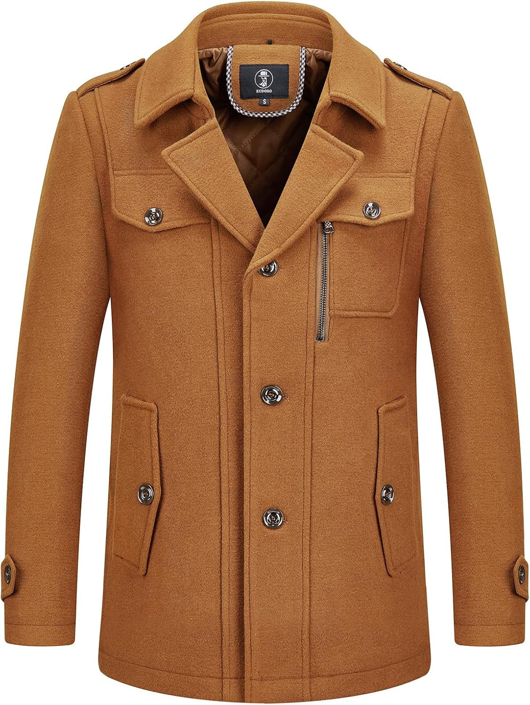 KUDORO Herren Wintermantel Wolle Kurzmantel Herren Wollmantel Mittellang Slim Fit für Business Freiz