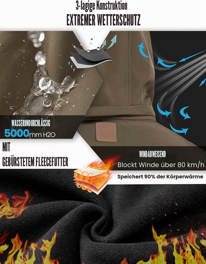 Little Donkey Andy Softshelljacke für Herren mit abnehmbarer Kapuze, Fleecefutter und Wasserabweisen