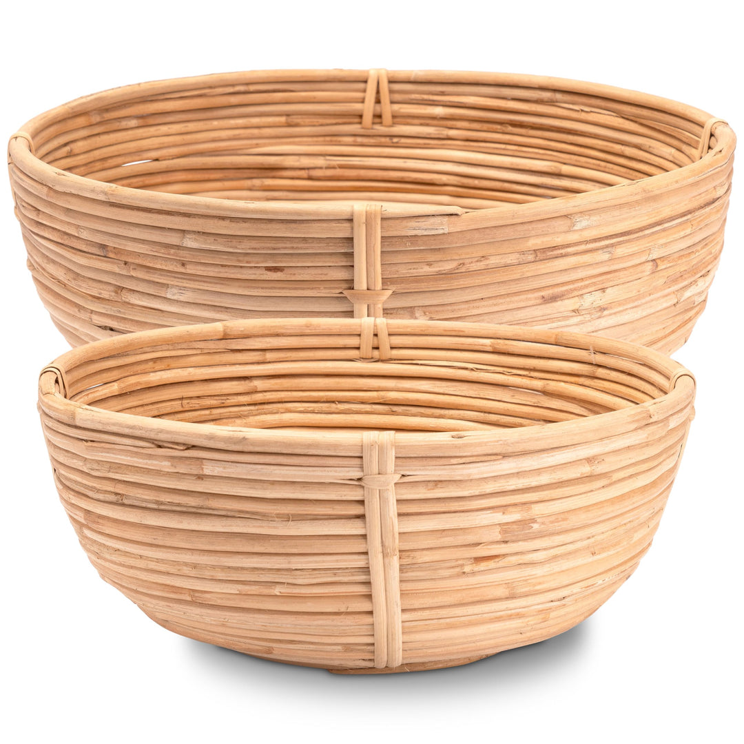 Decorasian Obstkorb geflochten rund aus Rattan - Obstschale gross - als Brotkorb BZW. Brötchenkorb o