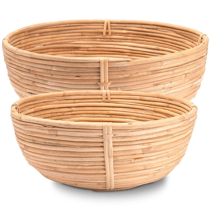 Decorasian Obstkorb geflochten rund aus Rattan - Obstschale gross - als Brotkorb BZW. Brötchenkorb o