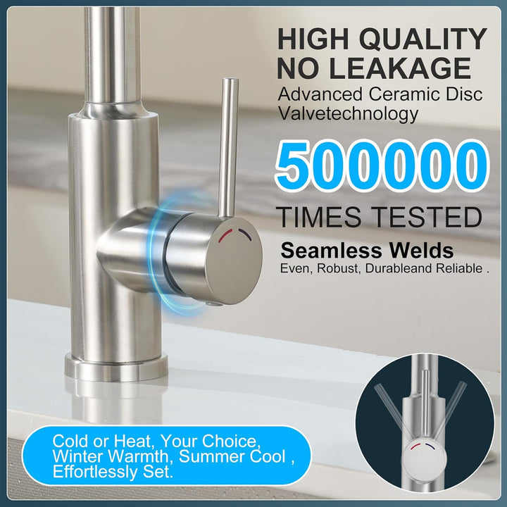 Wasserhahn Mischbatterie Küche mit Ausziehbar Brause, SREWOHS PRO 4 Sprühfunktionen Hochdruck Spülti