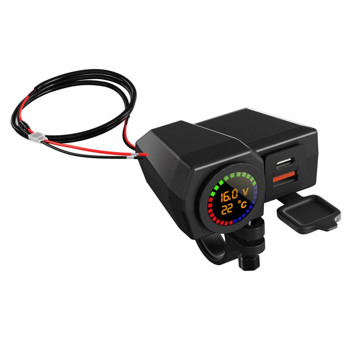 Yardwe Motorrad USB LadegeräT Dual USB -C Temperaturanzeige