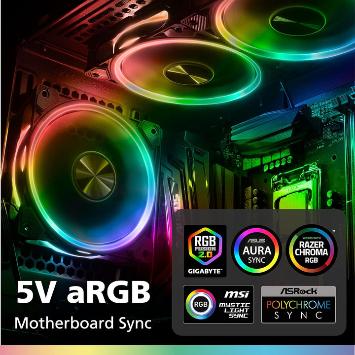 Akasa SOHO AR, 120mm Adressierbarer RGB Gehäuselüfter, PWM Lüfter, mit PWM Splitter Hub und 1 zu 3 A