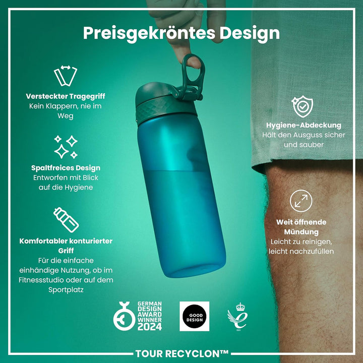 Ion8 Trinkflasche, 750ml, Auslaufsicher, Einhandöffnung, Sichere Verriegelung, Spülmaschinenfest, BP