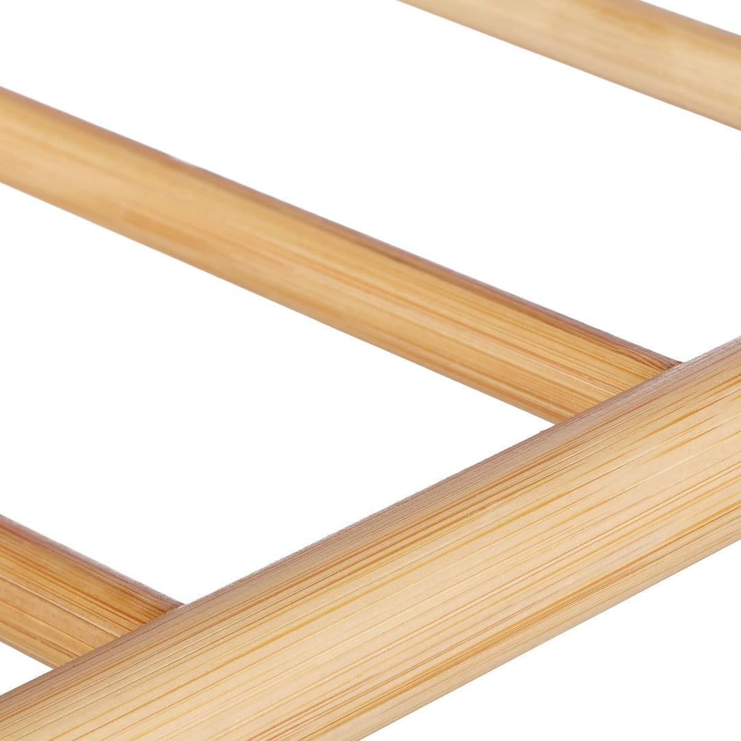 Relaxdays Schuhbank Bambus für 2 Personen, Polsterbank mit Schuhablage für 4 Paar Schuhe, bequeme Si